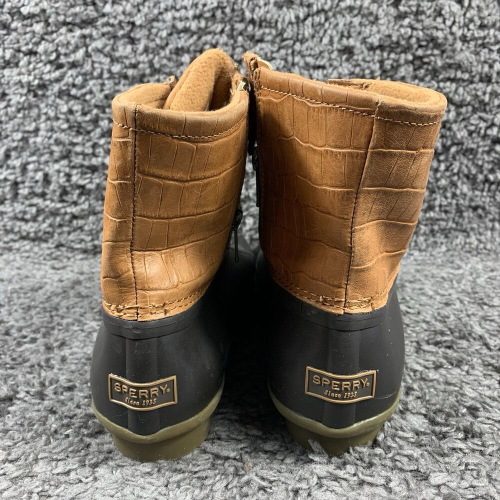 Sperry Top-Sider Women's 8.5 Croc Print Duck Boot TAN/Brown - Picture 2 of 8